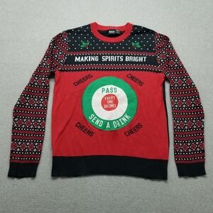 Christmas Sweater‎ Mens XL Red Long Sleeve Crew Neck Pullover Party Mad Engine